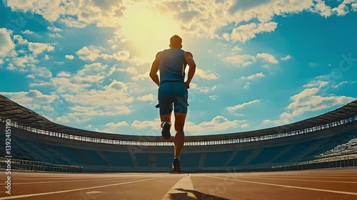 A man slowly running on the field.