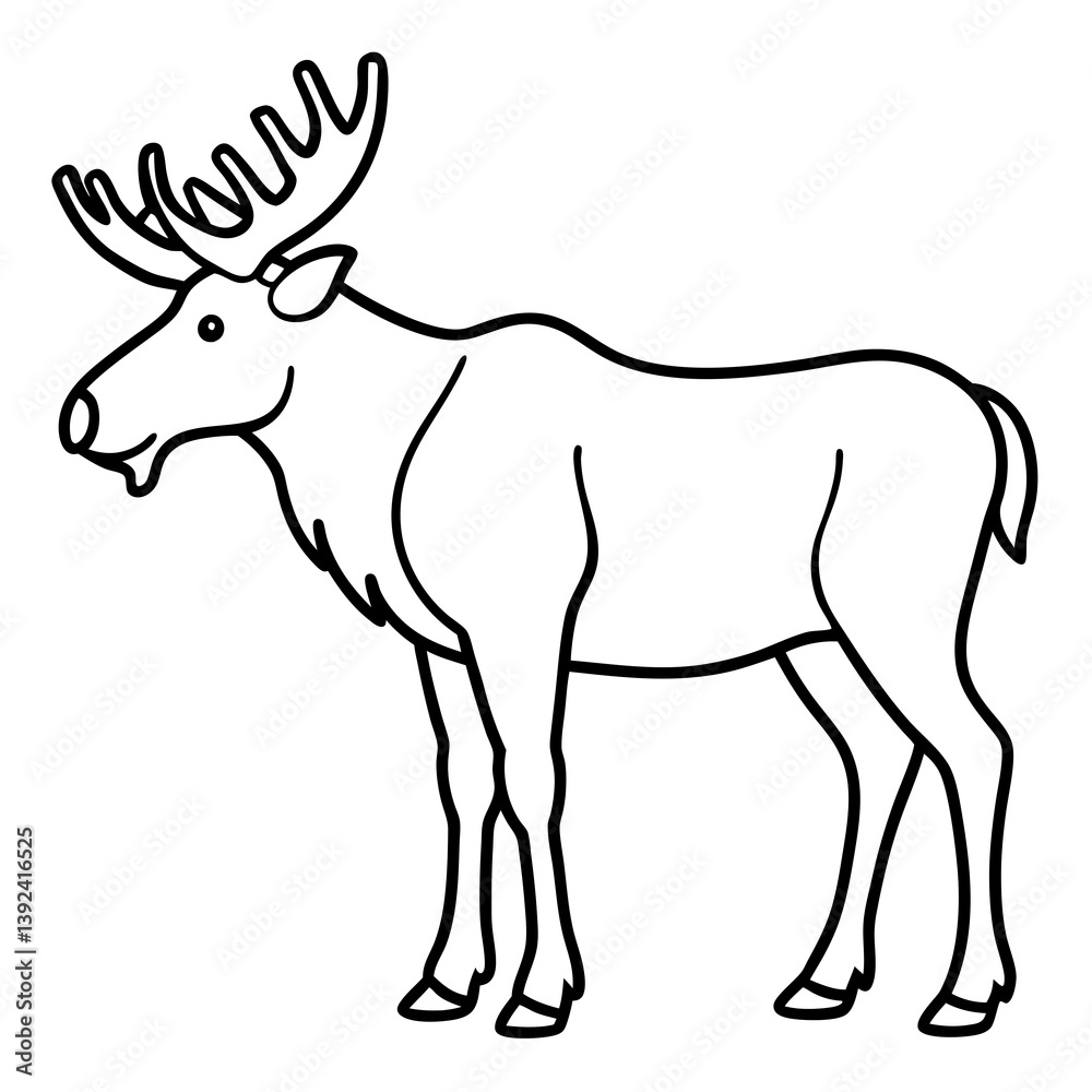 Obraz premium Moose Outline Art Vector Design