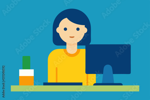 gril playing with a computer