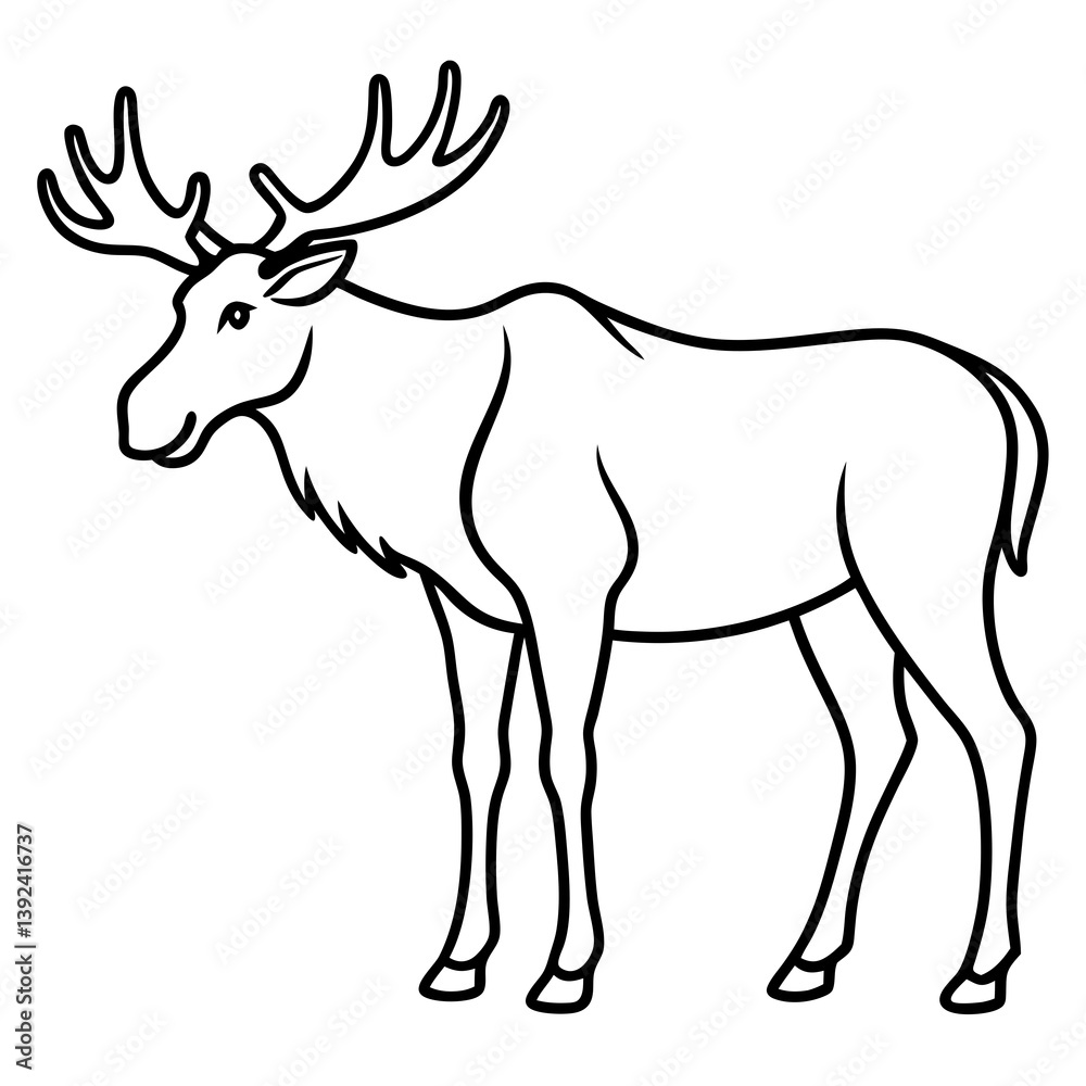 Obraz premium Moose Outline Art Vector Design