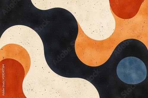 Wallpaper Mural A colorful abstract design featuring fluid shapes in earthy tones, creating a dynamic and modern visual appeal. Torontodigital.ca