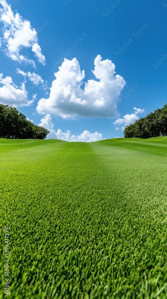 Obraz premium Pristine Golf Course Landscape Immersive Sustainable Luxury Recreation, High-Performance Green Design Meets Wellness-Driven Outdoor Experience