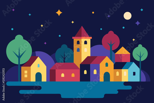 castle in the night vector illustration