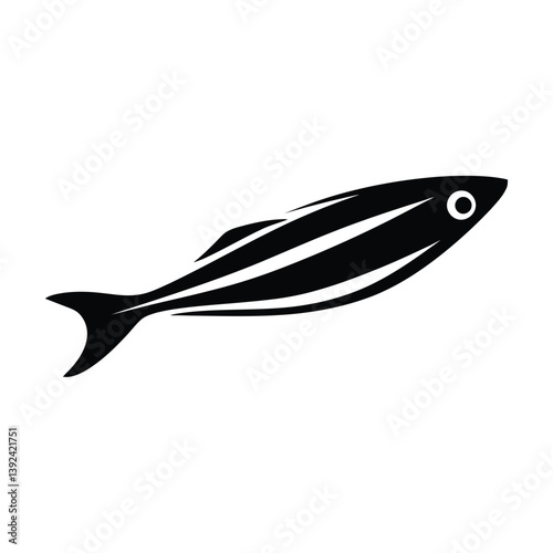 Minimal Anchovy black silhouette simple minimal vector