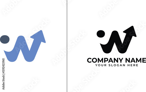 letter w arrow logo, w marketing logo design with vector