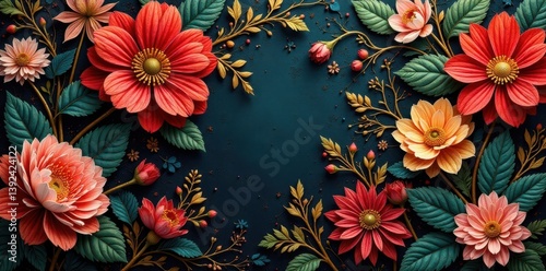 Intricate floral patterns woven with gold thread, royal atmosphere, gold accents