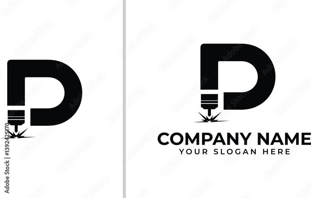 Obraz premium letter r welding, letter p welding, letter t welding, letter k welding, letter f welding, letter h welding, letter d welding, letter b welding, letter n welding, letter m welding logo vector file