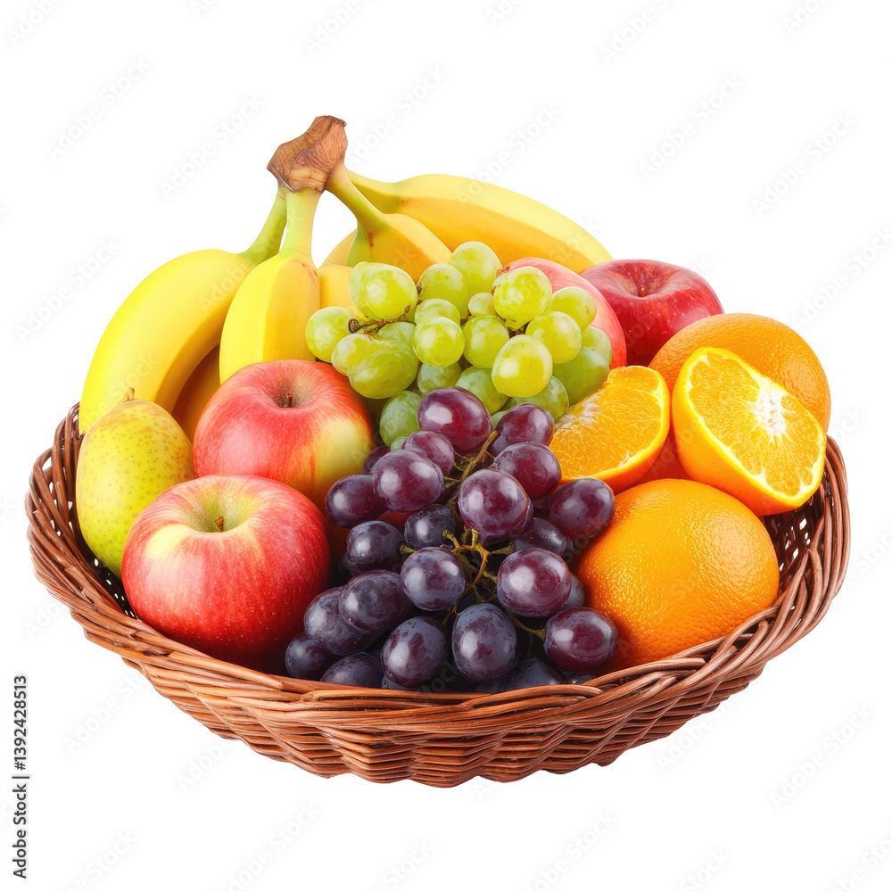 Organic Fruit Basket on transparent background Organic Fruit Basket on transparent background