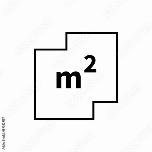 Square meter area icon vector sign