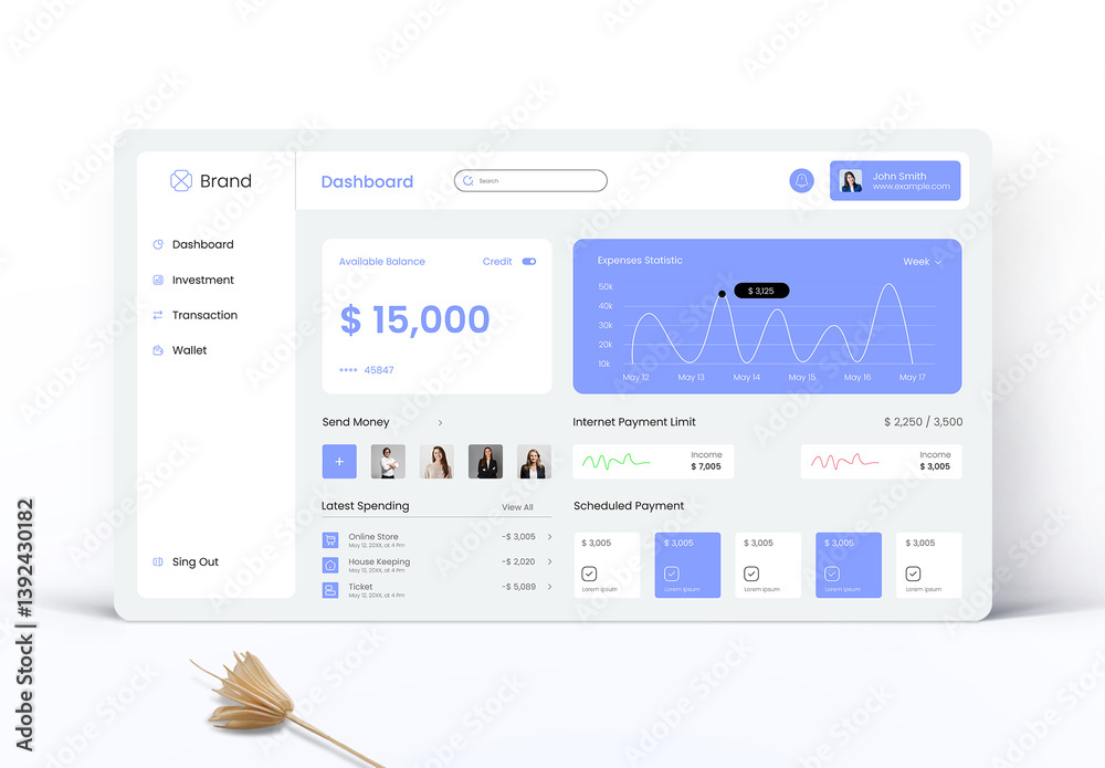 Admin UI UX Dashboard Design Template Stock Template | Adobe Stock