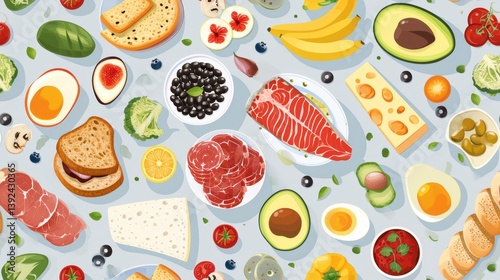 Colorful Flat Lay of Healthy Food Ingredients