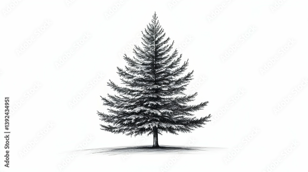 Obraz premium pine tree drawing illustration