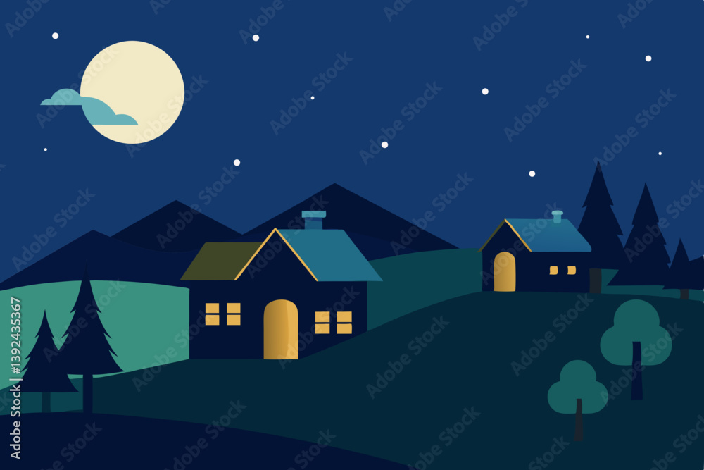 house in the night vector house in the night vector