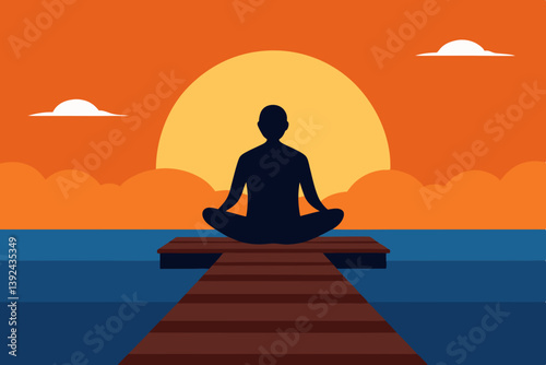 silhouette of a woman meditating on the beach