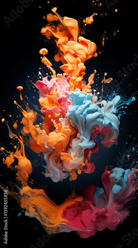 Abstract colorful background. Multi-colored ink spreads in water. Paint underwater.