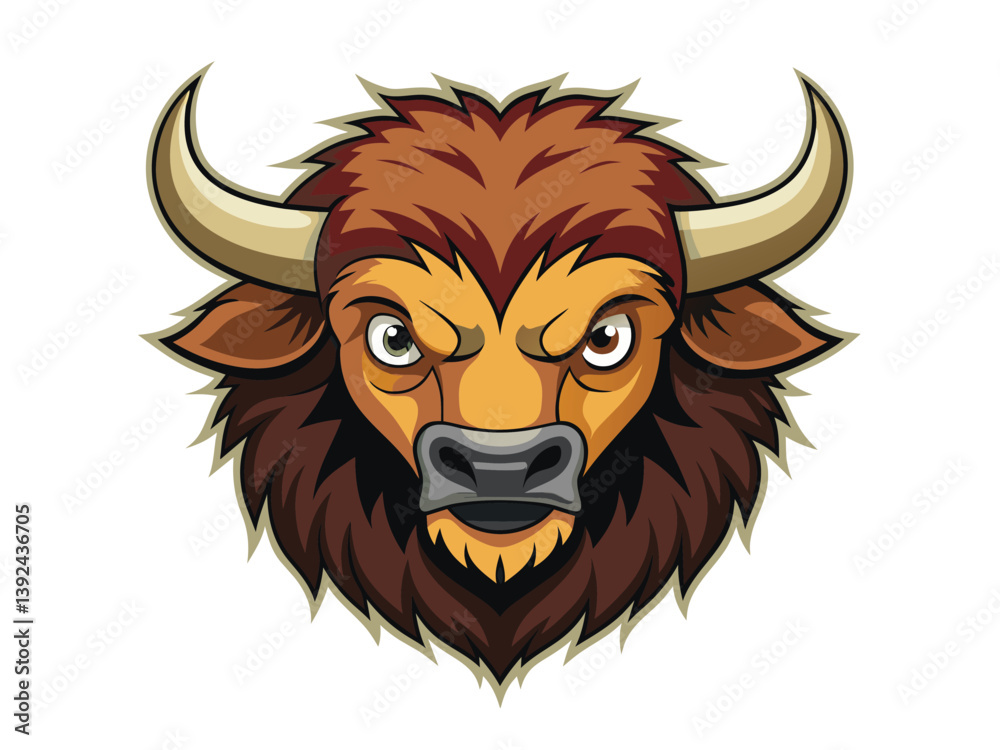 Fototapeta premium Wild bull head vector illustration with evil gothic design