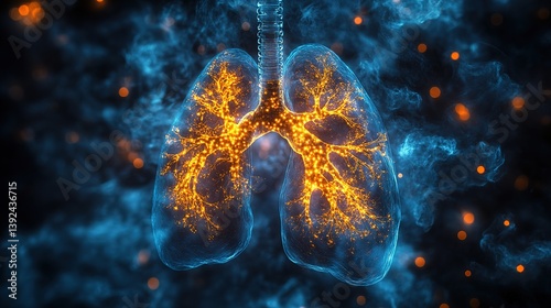 Human lungs illustration concept, healthcare and pulmonary diagnostic image