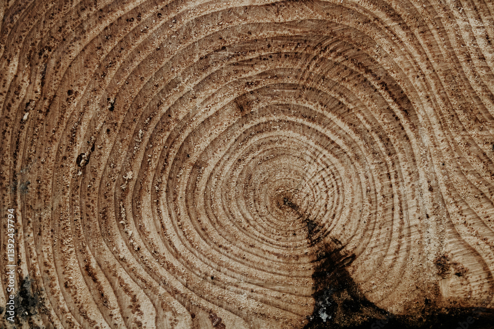 Naklejka premium Close up of tree rings showing growth and age