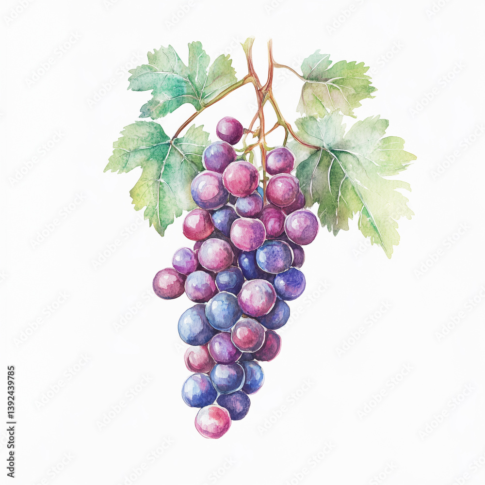 Fototapeta premium watercolor of Grapes isolated on white background generative ai