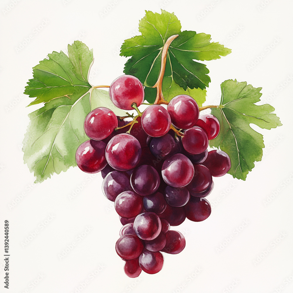 Fototapeta premium watercolor of Grapes isolated on white background generative ai
