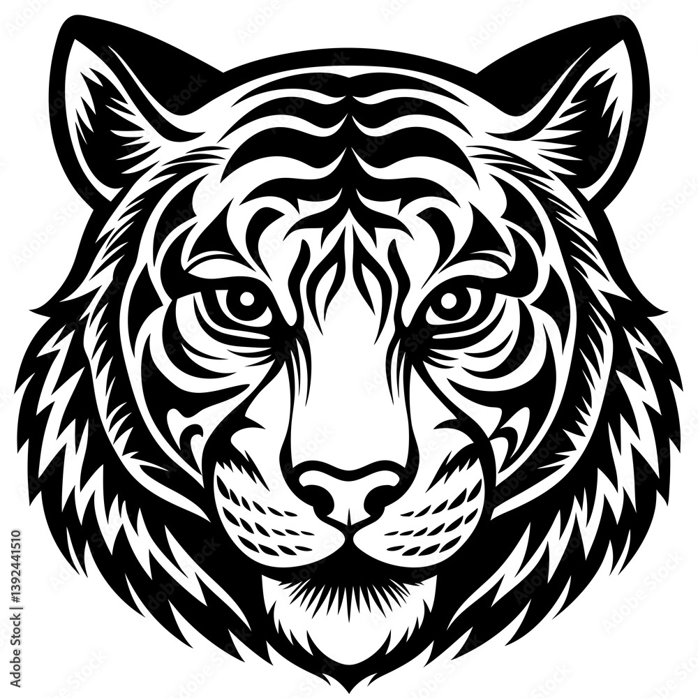 Fototapeta premium Tiger Face Vector Icon illustration