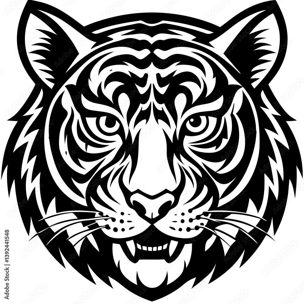 Fototapeta premium Tiger Face Vector Icon illustration