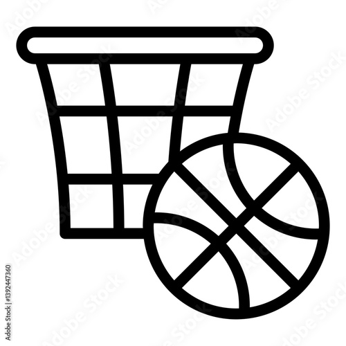 Basket with ball line icon, basketball game concept. Vector graphics. Basketball sign on white background, style mobile or design.