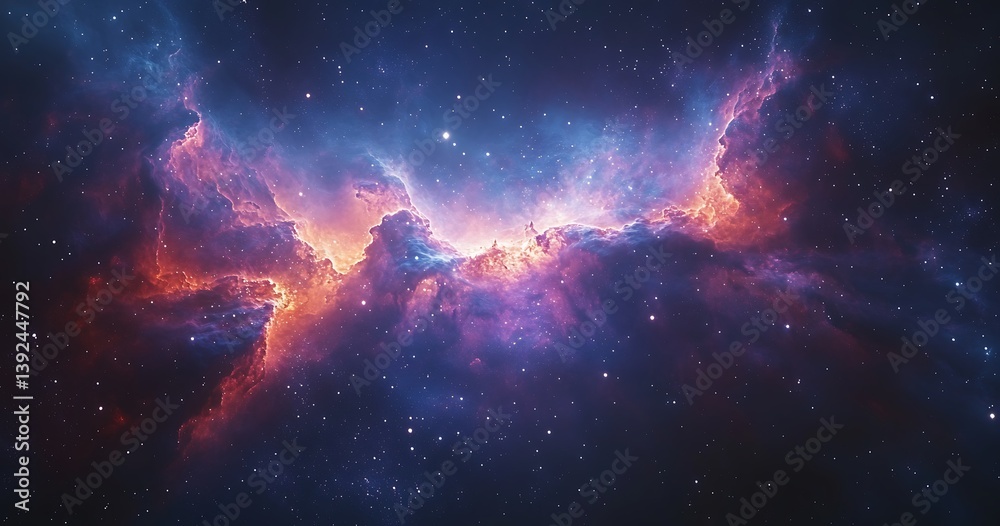 Fototapeta premium Cosmic Nebula Celestial Dance of Stars Gas.