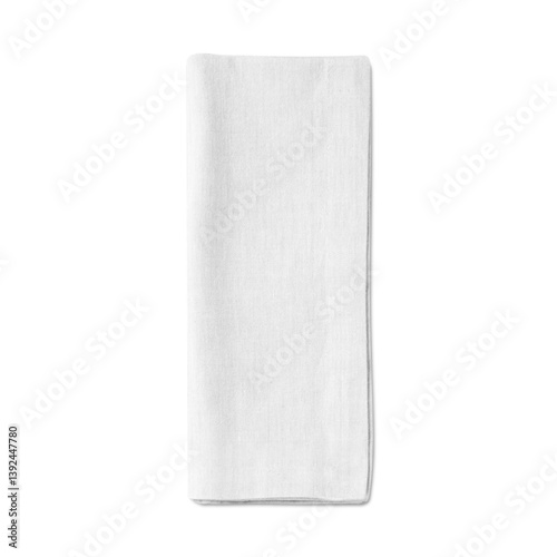 A simple white linen napkin, neatly folded, ideal for dining settings.