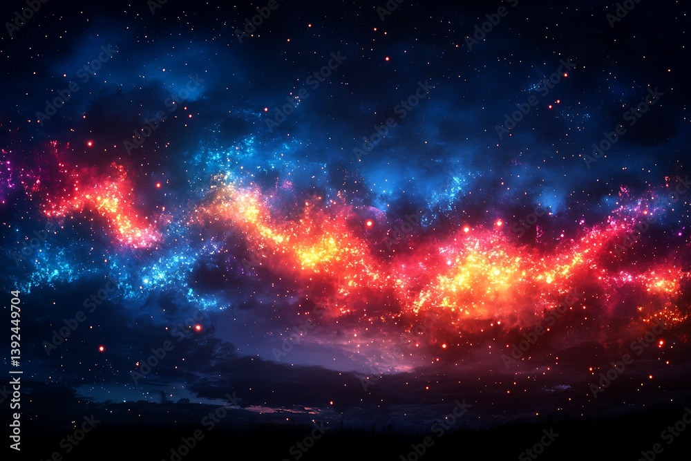 Fototapeta premium Cosmic Nebula Night Sky Fiery Stardust Dreamscape.