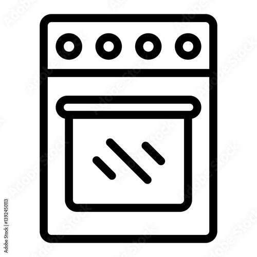 Cook oven line icon, cooking concept. Vector graphics. Kitvhen oven sign on white background, style mobile or design.