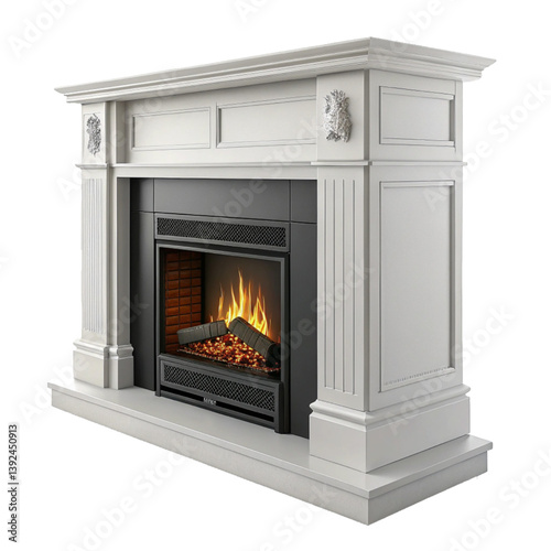 Luxurious White Fireplace with Bold Trim and Central Flame for Sophisticated Interiors