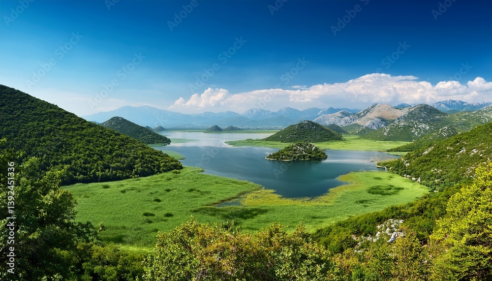 Obraz premium skadar lake green coastline montenegro
