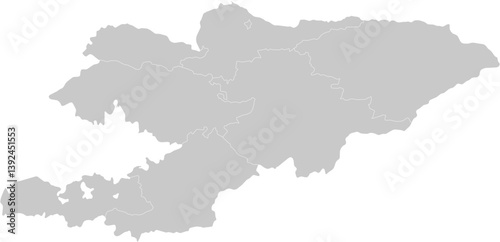 Kyrgyzstan administrative vector map with level 1 region boundaries – PPT-compatible & fully editable by region
