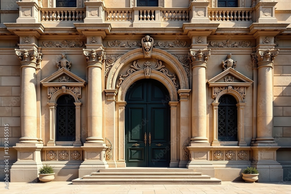 Obraz premium Intricate stone carvings adorn the majestic facade, barcelona, architecture