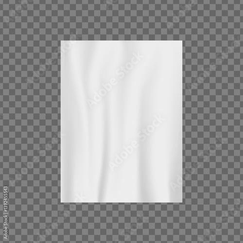 White blank paper sheet. Wrinkled realistic poster. Vector advertising page