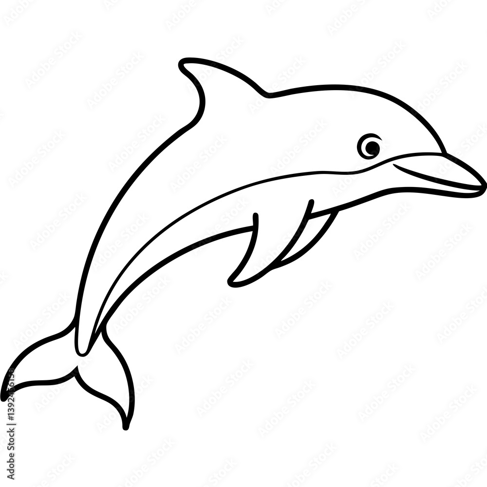 Fototapeta premium Single-Line Dolphin Illustration Vector