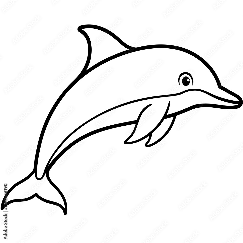Fototapeta premium Single-Line Dolphin Illustration Vector