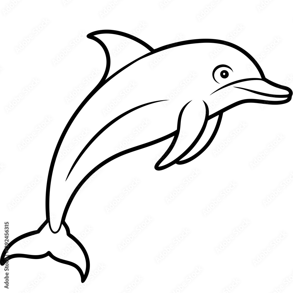 Fototapeta premium Single-Line Dolphin Illustration Vector