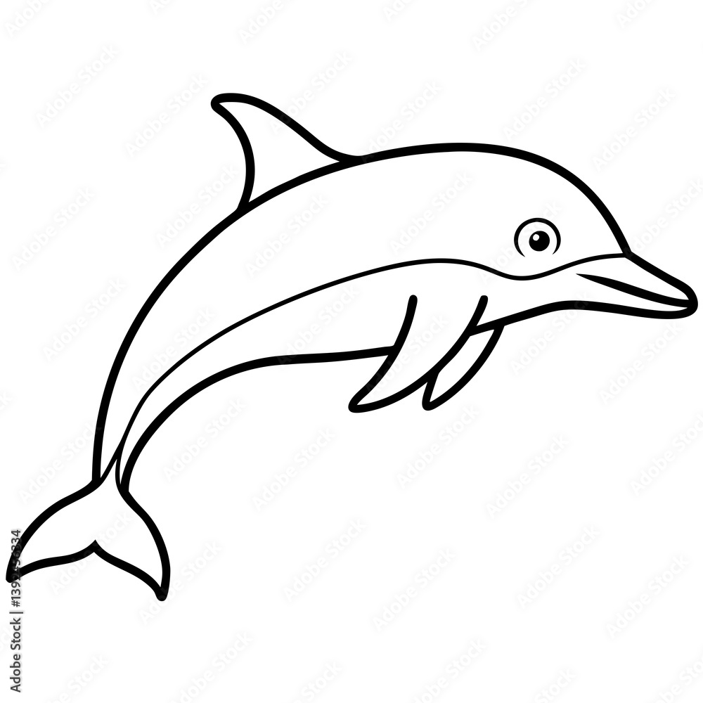 Fototapeta premium Single-Line Dolphin Illustration Vector
