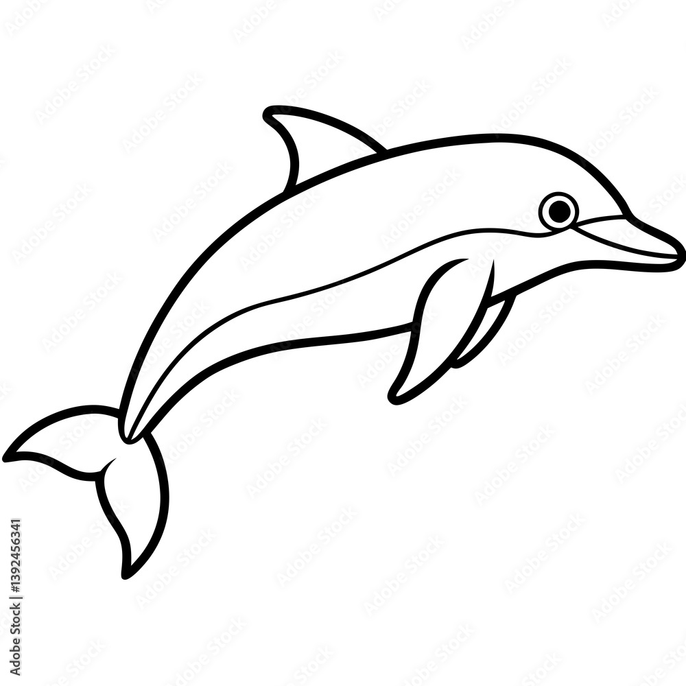 Naklejka premium Single-Line Dolphin Illustration Vector