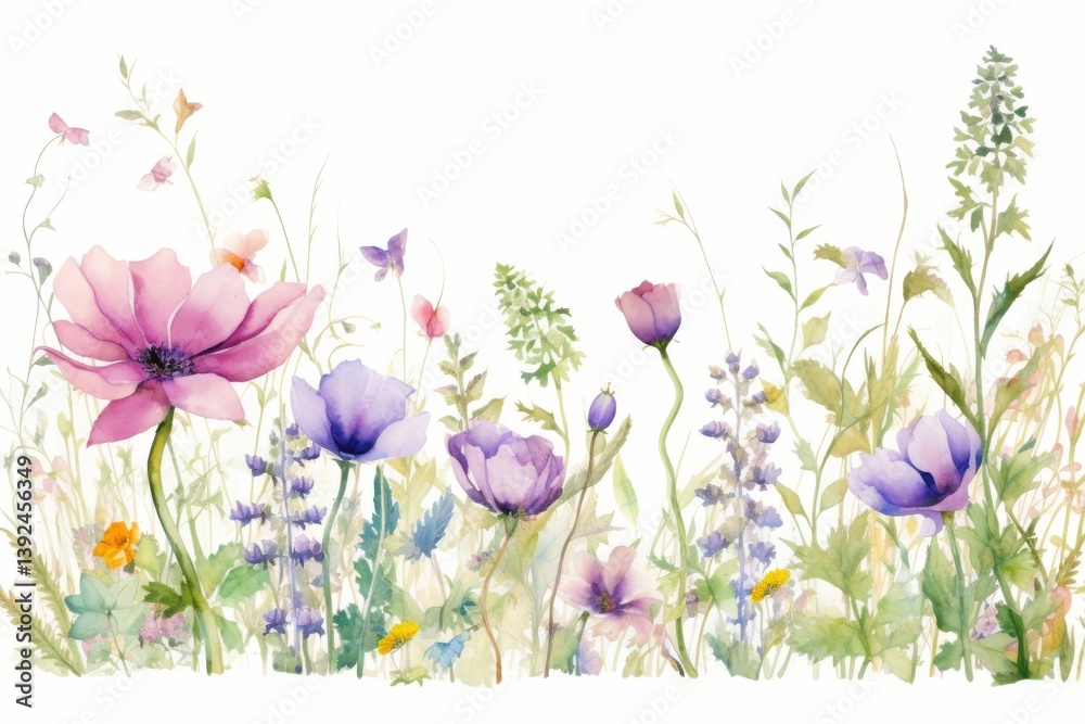 Wild flower lavender outdoors painting.
