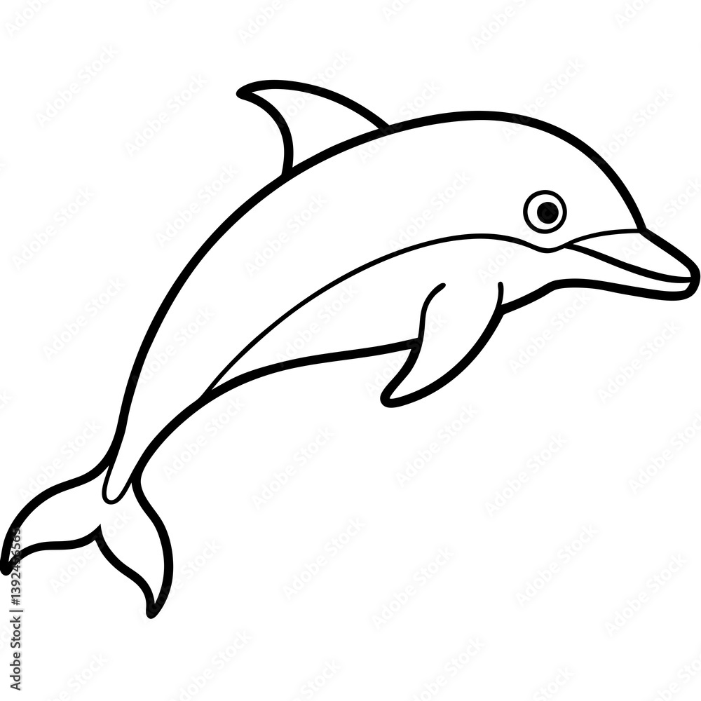 Obraz premium Single-Line Dolphin Illustration Vector