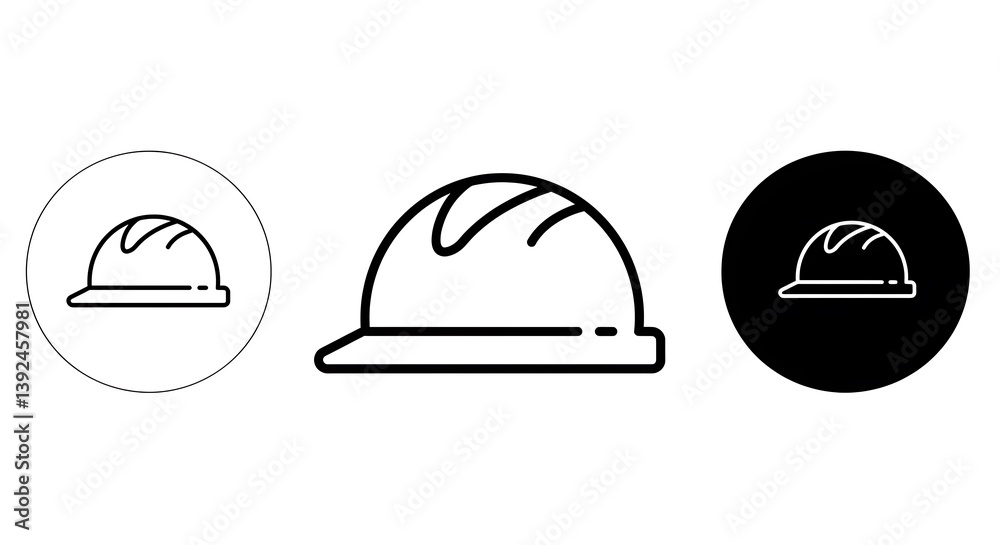 Fototapeta premium Construction Hard Hat Icon Set: Line Art Illustration AI Generated