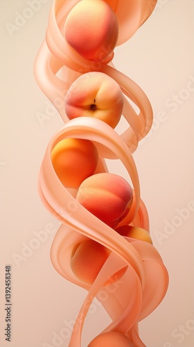 A detailed carving of a peach on a wall, showcasing intricate details of the fruits texture and shape.