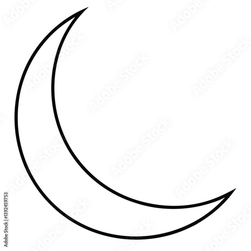 Crescent Moon Line Art Vector Illustration

