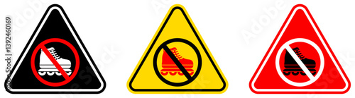 set Attention no rollerblading Symbols prohibition and warning signs design template vector illustration