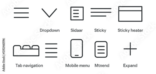 Minimalistic linear icon set for ui and web design