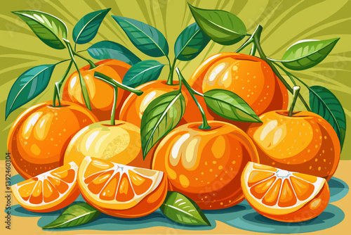 vector of Fresh oranges