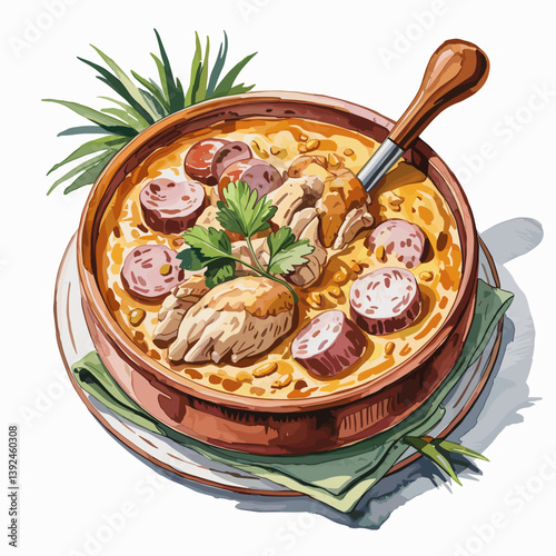 Southern Chicken Bog with Sausage and Green Peppers